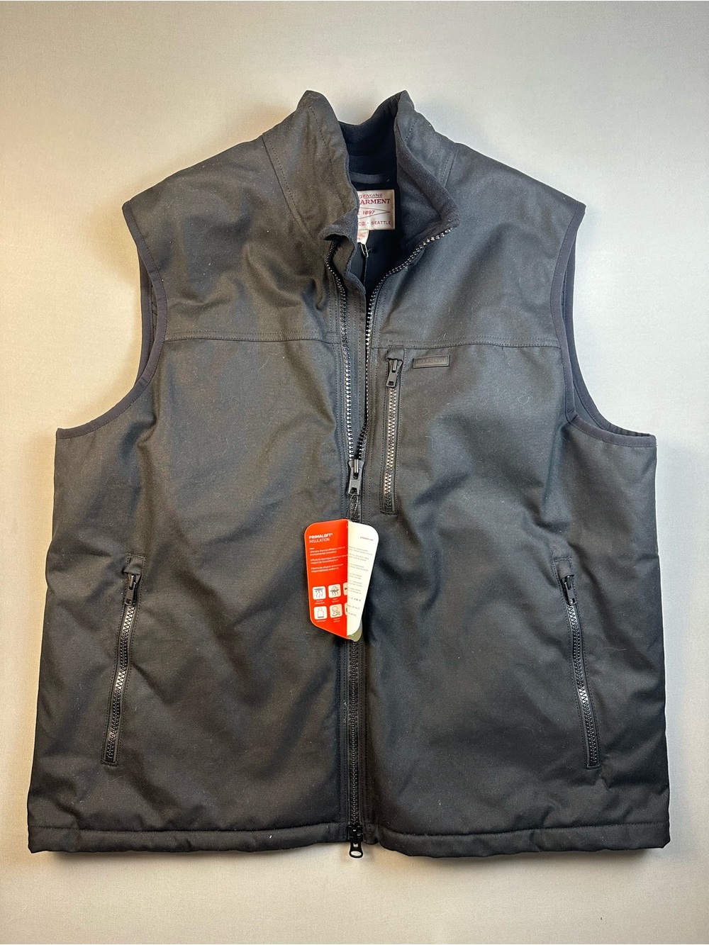 NWT FIlson Tin Cloth Primaloft Vest, Zip-Front, Insulated, Black - Mens XXL